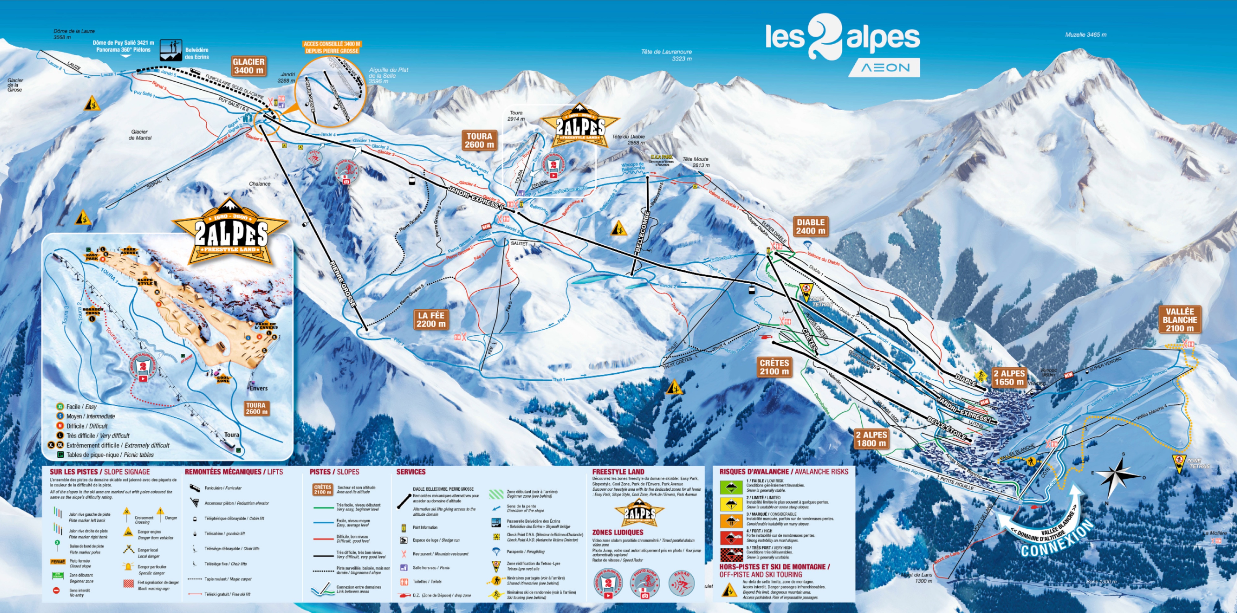 Pistekaart Les Deux Alpes Sneeuwhoogtenl 6902