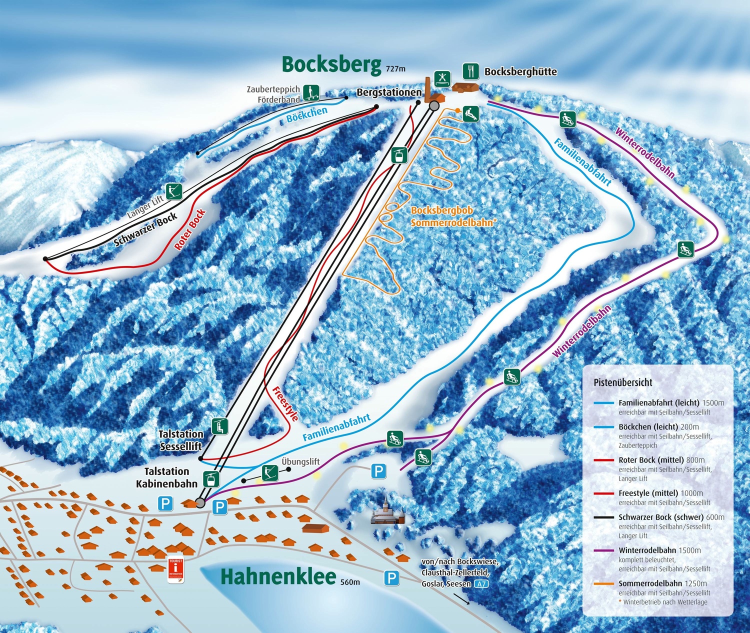 Pistekaart Hahnenklee | Sneeuwhoogte.nl